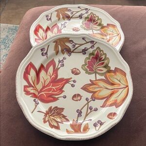 Two Autumn Leaf Pattern  Plates